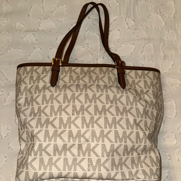 Michael Kors White and Brown Tote Bag - Picture 2 of 4